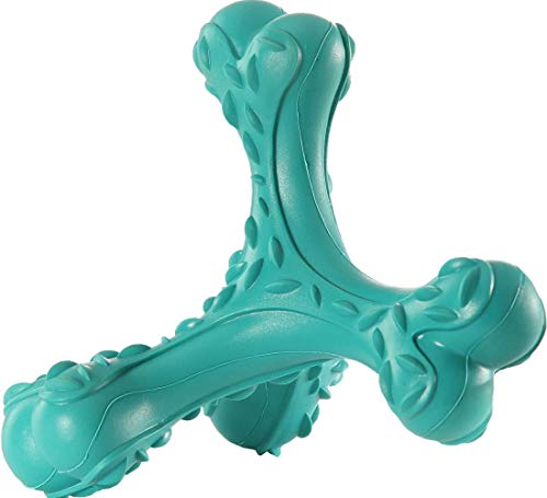 Dog Chew Toys for Aggressive Chewers Large Breed,Indestructible Bones Toy，Durable Cleaning Toothbrush Natural Rubber Dog Toys… (Blue) - color: Blue