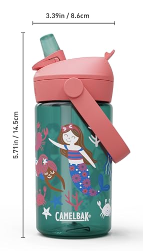 CamelBak Thrive Flip Straw Kids Water Bottle with Bite Valve, Tritan Renew Design for School and Travel, 14oz, Mermaid Friends - color: Mermaid Friends
