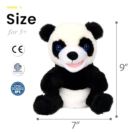 Easfan Panda Hand Puppet with Movable Mouth Plush Toy Gift for Kids 9" | Role play preschool teaching, cute stuffed animal, creativity imagination, Easter Christmas birthday holiday gift - style: Panda