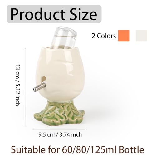 80ML No Drip Ceramic Hamster Water Bottle for Glass Tank, Stable | Cute Carrot Shape Chew Proof Ceramic Water Dispenser, Heavy Duty Stand Holder for Syrian Dwarf Hamster, Mice, Rat - color: White