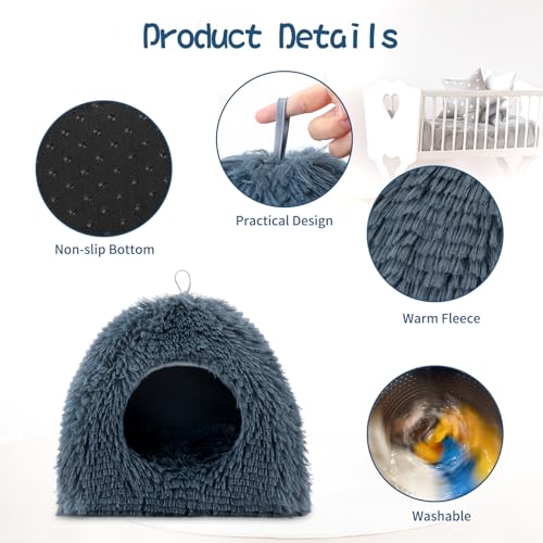 YUEPET Rabbit Bed, Bunny Hideout, Guinea Pig Bed, Ferret Bed, Dark Grey | Semi-Closed Cave, Thick Plush Fabric, Removable Washable Pad, Indoor Use for Small Animals - color: Dark Grey