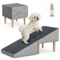 Foldable 15 Inch Dog Ramp, Ramply Split Ottoman with Detachable Washable Treads, 2-in-1 Folding Pet Ramps Stairs for Couch and Bed, Sturdy Ramp for Cats and Small to Medium Dogs - color: Light Gray