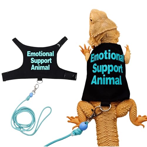 Bearded Dragon Lizards Clothes with Leash Set for Small Pets Reptiles Guinea Pig Apparel Lizards Outdoor Walking Training Harness Leash Hand-Made Costume Photo Prop (Blue) - color: Blue