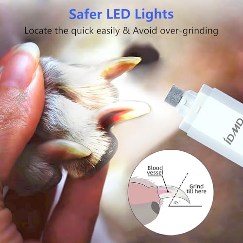 Dog Nail Trimmers with Light for All Breeds | Dog Nail Grinder Quiet | Dog Nail Trimmers- 2-Speed Dog Nail Grinder With LED Lighting & Type-c USB Rechargeable Quiet pet Nail Grinder for Dogs/Cats