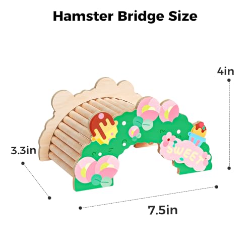 mini&moe Hamster Bridge - Wooden Hamster Climbing Toys Cage Accessories and Decor Small Animal Ladder for Rats, Mice, Gerbils