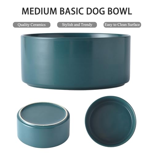 6'' Ceramic Raised Dog Bowl - 30Oz Dog Food & Water Bowl with Elevated Non-Slip Bamboo Stand, Dishwasher & Microwave Safe, Anti Vomiting Heavy Duty Pet Bowl for Small and Medium Dogs, Green - color: 1 x Bowl + Stand - Green, size: 6 inch