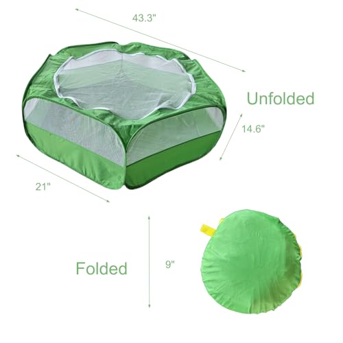 Small Animal Playpen with Zippered Mesh Cover - Portable Foldable Chicken Brooder Box, Indoor Outdoor Enclosure for Guinea Pigs, Bunny, Rabbits, Ferrets, Chinchillas, Kittens (Green) - color: Green