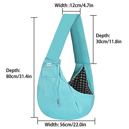 FDJASGY Small Pet Sling Carrier-Hands Free Reversible Pet Papoose Bag Tote Bag with a Pocket Safety Belt Dog Cat for Outdoor Travel Paleturquoise - color: Paleturquoise