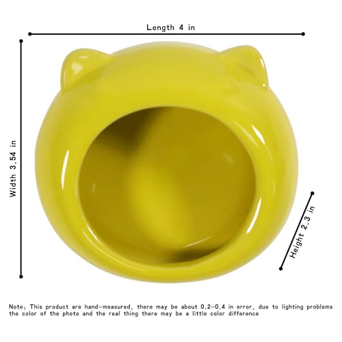 Ceramic Small Pet Hamster Food Bowl – Spill-Proof Guinea Pig & Hedgehog Dish – Durable, Easy to Clean, Non-Tip Design for Small Pets (Yellow) - color: Yellow
