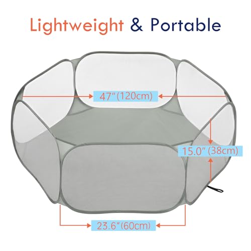 Pawaboo Small Animals Playpen, Gray | Waterproof Small Pet Cage Tent, Strong Steel Wire Frame, Portable Outdoor - color: Gray