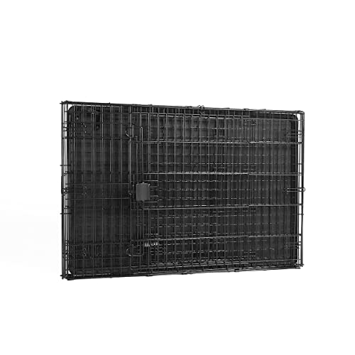 Amazon Basics Portable, Collapsible Metal Wire Dog Crate with Removable Tray, Double Door, Easy to Assemble, Divider Panel for Large Dogs, 42" x 28" x 30", Black - size: 42.0"L x 28.0"W x 30.0"H, style: Double Door w/ Divider