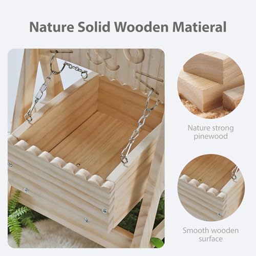 Chinchilla Hideout Hammock Solid Wooden Chinchilla Cage Accessories Toys | Guinea pig Hammock for Rat Cage,Standing Guinea Pig Hide Ferret Swing Bed, Small Animal Cage Accessories(Stand Style)