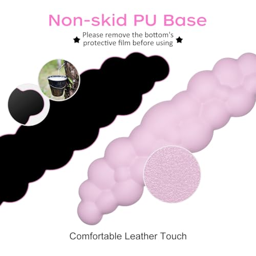 JIKIOU Upgrade Leather Cloud Wrist Rest for Keyboard and Mouse & Cup Pad | Wish Gift-Cute Cloud Shape, Comfortable and don’t Irritate to Skin, Non-Slip PU Base,Soft Memory Foam filled for Pain Relief - color: 05pink With Lilac