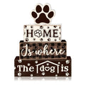Tiered Tray Decor Set, 4 Pcs, Wooden, for Home Kitchen, Dog Paw | Rustic Distressed, Farmhouse Rustic Summer Coffee Table Centerpieces Office Decorations - style: Dog Paw