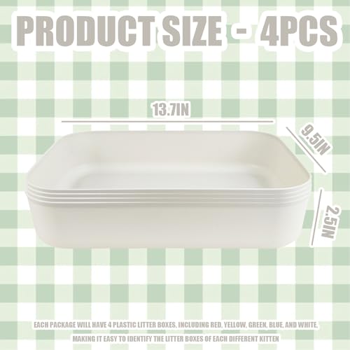 Small Litter Box, Plastic Kitten Litter Box, 13.9 x 9.8 x 3 Inch Open Litter Box for Small Pet, Easy to Clean (White 4PCS) - color: White 4PCS