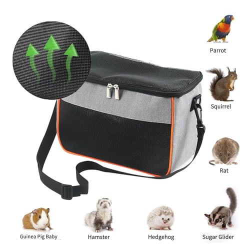 haozaikeji Guinea Pig Carrier Bag Portable Rabbit Travel Bag Breathable Small Animal Outgoing Pouch Hamster Carrier with Pad - color: Grey