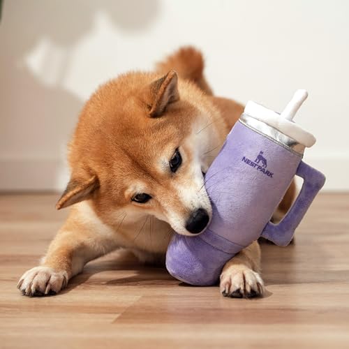 Nestpark Tumbler Cup Funny Dog Toy - Parody Plush Squeaky Crinkle Dog Toy (Orchid Purple) - color: Orchid Purple