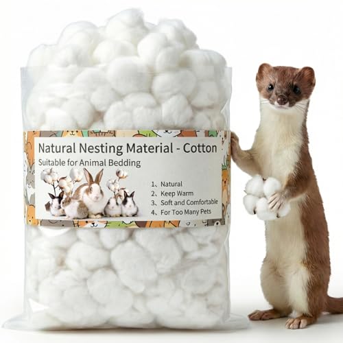 RAINFLOW 5OZ Natural Nesting Material - Cotton Hamster Bedding | Animal Nest Bedding for Small Pets, Wild Birds, Rabbits, Sugar Gliders, Squirrels, Hamsters Cozy Nesting Fiber Supplies