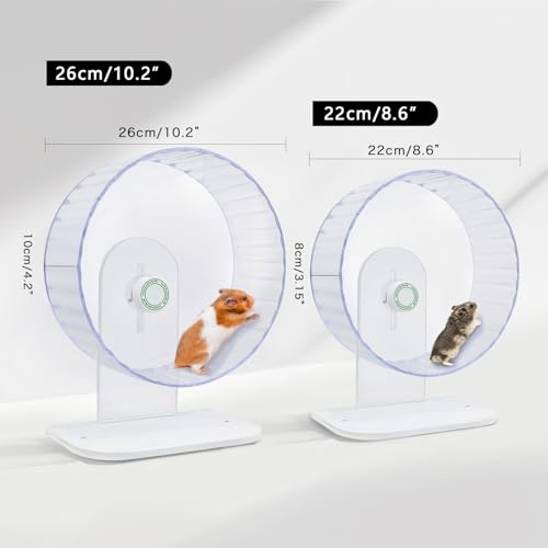 Silent Hamster Wheels - Syrian Hamster Wheel, Hamster Wheel Car, 8.7 Inch Hamster Wheel, Fully Transparent, Height Adjustable, Quiet Wheels for Various Small Animals (Medium)