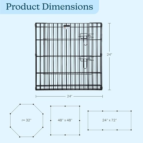 Puppy Playpen - Foldable Metal Exercise Enclosure with Eight 24-Inch Panels - Indoor/Outdoor Fence for Dogs, Cats, or Small Animals by PETMAKER - size: 24" X 24"