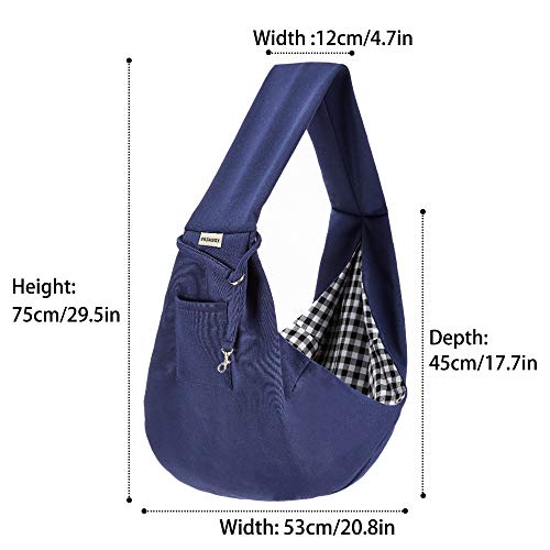 FDJASGY Small Pet Sling Carrier-Hands Free Reversible Pet Papoose Bag Tote Bag with a Pocket Safety Belt Dog Cat for Outdoor Travel Benzo Blue - color: Benzo Blue