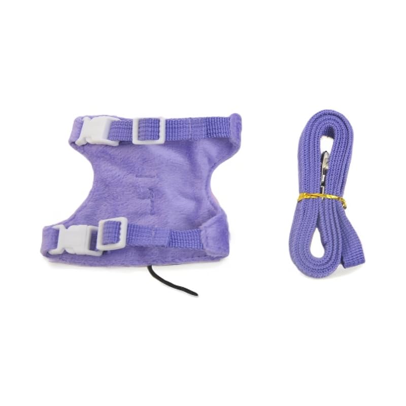 Small Animal Harness and Leash Set, Adjustable Escape Proof Ferret Harness Vest for Adult Ferret, Meerkat, King Squirrel & Fancy Rat, Soft Comfortable Pet Walking Harness with Leash - color: Purple