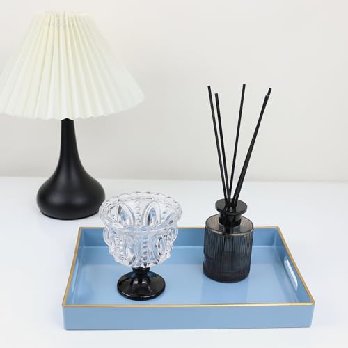 Spsyrine Blue Bathroom Vanity Tray with Handles for Dresser Tops, Countertop, Perfume Decorative Tray, 11.8” * 7.87” *1.37” - color: Blue