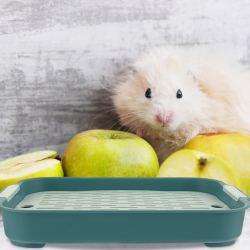 Rabbit Litter Box Rectangular 10.62X7.40X1.57In Bunny Potty Trainer with Raised Fence for Small Pets Hamsters Guinea Pigs Indoor Use - color: Green