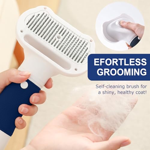 3-in-1 Pet Hair Dryer & Slicker Brush for Dogs & Cats – Portable, Professional, Adjustable Temp, Overheat Protection Dog Hair Dryer (blue) - color: blue