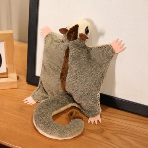 Plush Sugar Glider Stuffed Animal, 13 Inch Flying Squirrel Plush Toy,Gray,Soft Decorative Pillow for Home,Collectors