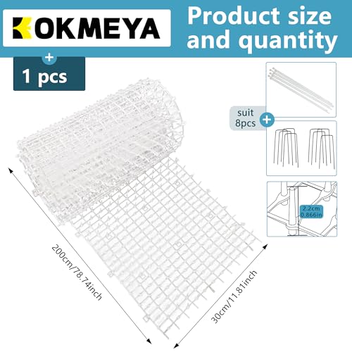 Cat Scat Mat with Spikes for Outdoor and Garden | 6.5 Feet Cat Deterrent Mat with Gentle Spikes for Dogs and Raccoons, with 8 Ground Stakes & 8 Zip Ties, 78.74" x 11" (White) - color: white