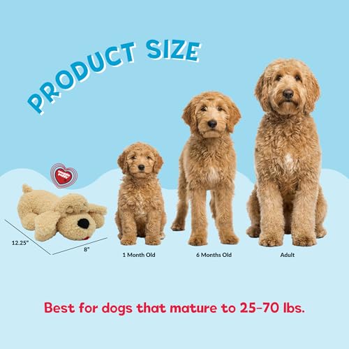 Snuggle Puppy Heartbeat Dog Toy for Puppies, Real-Feel Heartbeat, Calming Sleep Aid and Crate Training Comfort Toy with Heat Pack, Medium Breed Buddies Doodle Appearance (Goldendoodle, Poodle Mix) - color: Doodle