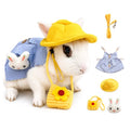 5PCS Bunny Outfit Harness Set with Leash Hat Bag and Plush Charm for Dwarf Rabbit Guinea Pig Chinchilla, Cute Blue Rabbit Clothes, S,7034-05 - color: Light Blue, size: S Fits 1.1-2.2lb Baby Bunny Guinea Pig Chinchilla