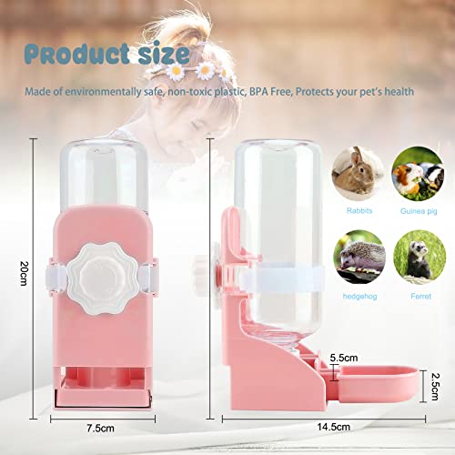 Rypet Rabbit Water Bottle No-Drip, Bunny Guinea Pig Water Dispenser(Pink) | 17 oz 500mL Capacity, Inside&Outside Mount, No Noise, Bunny Chinchilla Guinea Pig Hedgehog Ferret - color: Pink