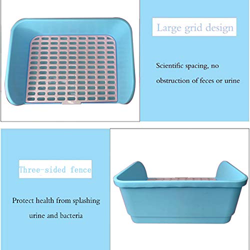 Hamiledyi Large Rabbit Litter Box Corner Bedding Box Chinchilla Toilet Trainer Square Potty Pet Pan for Adult Guinea Pig, Galesaur.Ferret and Other Animals Blue - color: BLUE