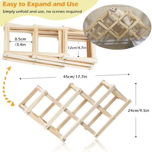 2Pcs Sugar Glider Toys, Elastic Sugar Glider Climbing Ropes & Wooden Rat Climbing Toys, Natural Pet Rat Cage Accessories Climbing Ladder, Fancy Rats Enrichment Toys Activities (M, 2PCS)