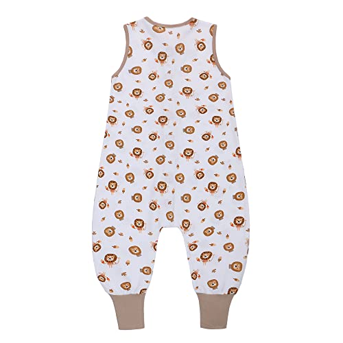 Miracle Baby Sleep Sack with Feet, 0.5 TOG 100% Cotton Wearable Blanket with Legs, Sleeveless Sleeping Bag for Babies(2 Pack) - color: Lion + Deer, size: S (6-18 Months)