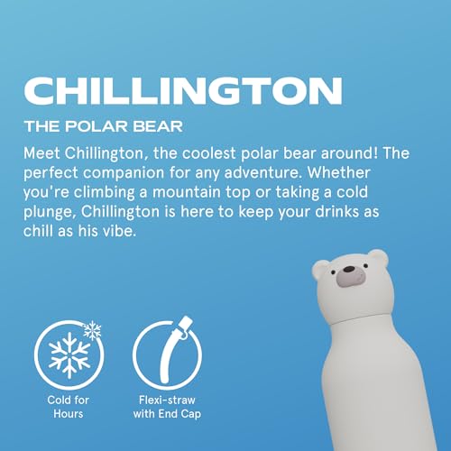 asobu Bestie Water Bottle, Cute Collectible Character, Leak Proof, BPA Free | 16 oz, Stays Cold 24 Hours, Double Wall Vacuum Insulation, Food Grade Stainless Steel, Spill Resistant, Great Gift Idea - color: WHITE BEAR