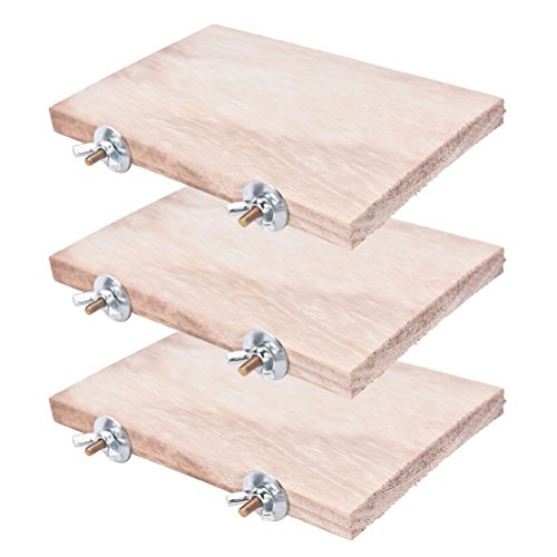 3Pcs Pet Parrot Bird Cage Perches Square Wooden Stand Platform Budgie Toys Bird Tree Perches for Parakeets - color: 3Pcs