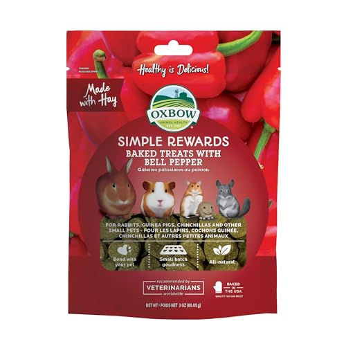 Oxbow Simple Rewards Guinea Pig & Rabbit Treats, Bell Pepper, Baked, 3 oz | Timothy Hay, Bunny Treats, Hamster Treats, Chinchilla, Guinea Pig Snack, Rabbit Enrichment, Rabbit Accessories, Essentials - size: 3 Ounce (Pack of 1)