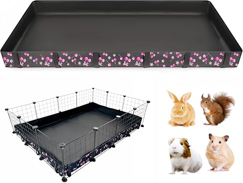 DZWLKJ Waterproof Guinea Pig Cage Liner,Washable Tarp Bottom Base,Cherry Graphic,42"x56", Reusable for Rabbit, Chinchilla, Hedgehog, Ferret & Other Small Animals. - size: 42.0"L x 56.0"W x 4.0"H