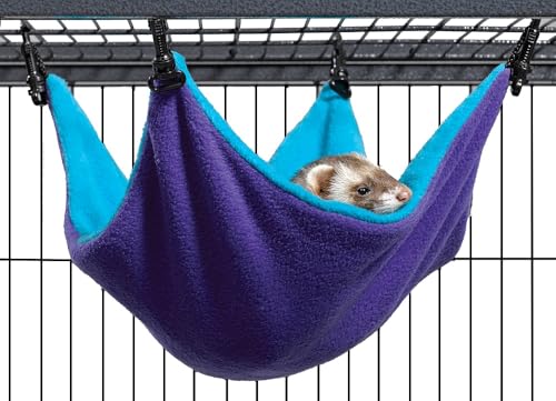 MidWest Homes for Pets Ferret Nation Small Hammock for Ferret Nation & Critter Nation Small Animal Cages | Measures 13L x 12W - Inches - color: Teal and Purple, size: 14.0"L x 13.5"W x 0.4"H