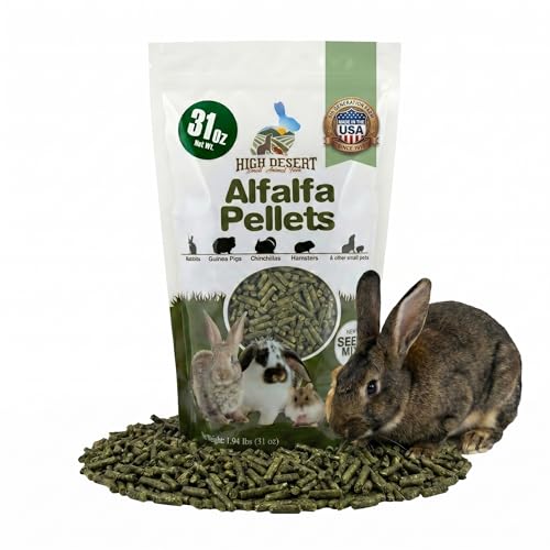 High Desert Delight Alfalfa Pellets for Young Rabbits, Guinea Pigs, 31 oz | Protein Rich Compressed Fiber Formula, Ideal For Growing Kits, Great Calcium Source, Hand Packed Fresh in the USA, Low Dust - size: 1.94 Pound (Pack of 1)