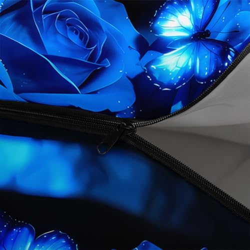 AILONEN Midnight Meow Sleeping Bag, Charcoal Cat Eyes Crescent Graphic, Portable Camp Sack Sleepover Style - color: Blue Rose