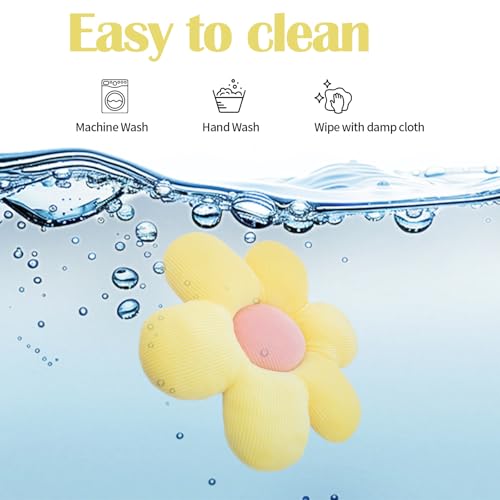 Rabbit Bed Mat, 14.9"X14.9" Soft Flower Shaped Bunny Bed, Washable Daisy Bunny Mat Double-Sided Reversible Plush Mat for Rabbit, Bunny, Cats, Dogs Yellow