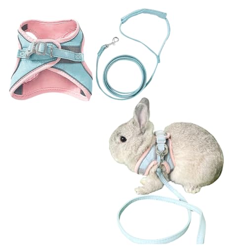 Rabbit Harness and Leash - Adjustable Bunny Harness Escape Proof for Walking Runnig Hiking Camping Outdoor - Cute Small Animal Harness Leash Set (Medium) - size: Medium