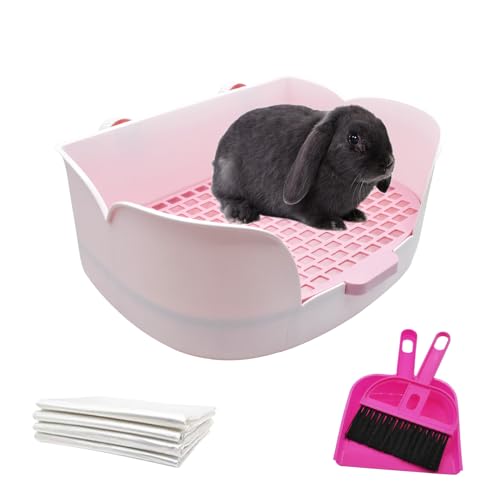 PINVNBY Rabbit Litter Box for Cage,Bunny Potty Box Corner Rabbits Litter Pan Trainer Toilet with Grate for Guinea Pig Hedgehog Chinchilla Ferret(Purple) - color: 【Purple】