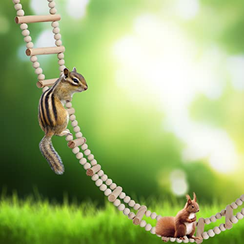 Bird Ladder Bridge, Wooden Pet Hamster Climbing & Swing Toys, Cage Accessories for Birds Rats Parrots Hamster Squirrel Sugar Gliders Parakeets Cockatiels - 20 Steps - 45.3 x 3.14 Inch - size: 20 Steps - 45.3 × 3.14 Inch