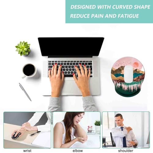 Mouse Pad with Wrist Support, Ergonomic Mouse Pad with Memory Foam Wrist Rest Cushion, Non-Slip Rubber Base Gaming Mice Pad for Home Office Computer Laptop, Sunrise - color: R-sunrise