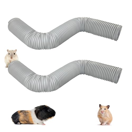 PINVNBY Plastic Tunnel for Guinea Pigs,2 Pcs Foldable Hamster Tunnels Collapsible Hamsters Fun Tube Small Animal Exercising Training Hideout Tubes for Gerbils Rats Mice Ferrets(Gray) - color: 【Grey】